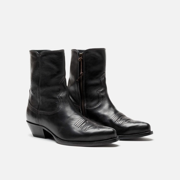 NEW Re/Done Western Ankle Black Leather Boot Sold Out MSRP $850 Size 6.5 36 - Picture 1 of 9